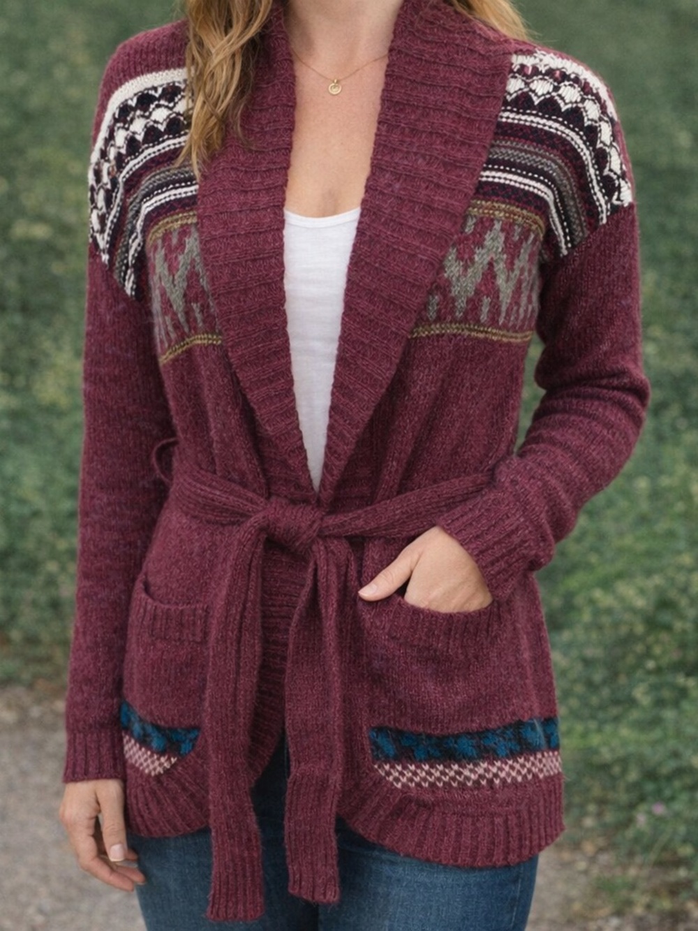 Aventura Fair Isle Tie Cardigan